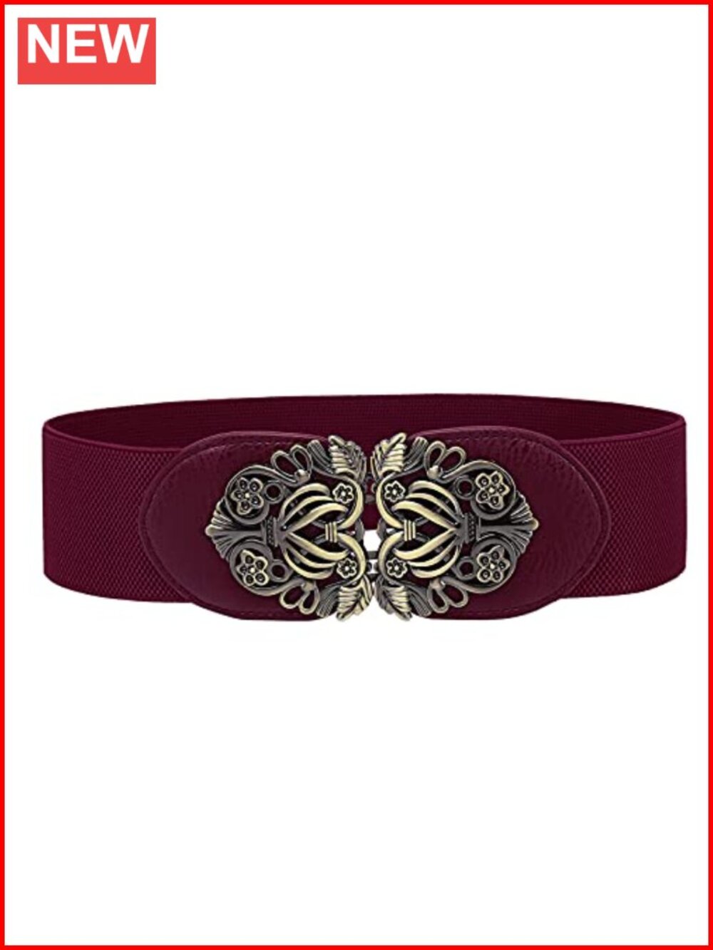 Retro Stretchy Elastic Waist Belt Wide Vintage Dress Belt Metal Buckle